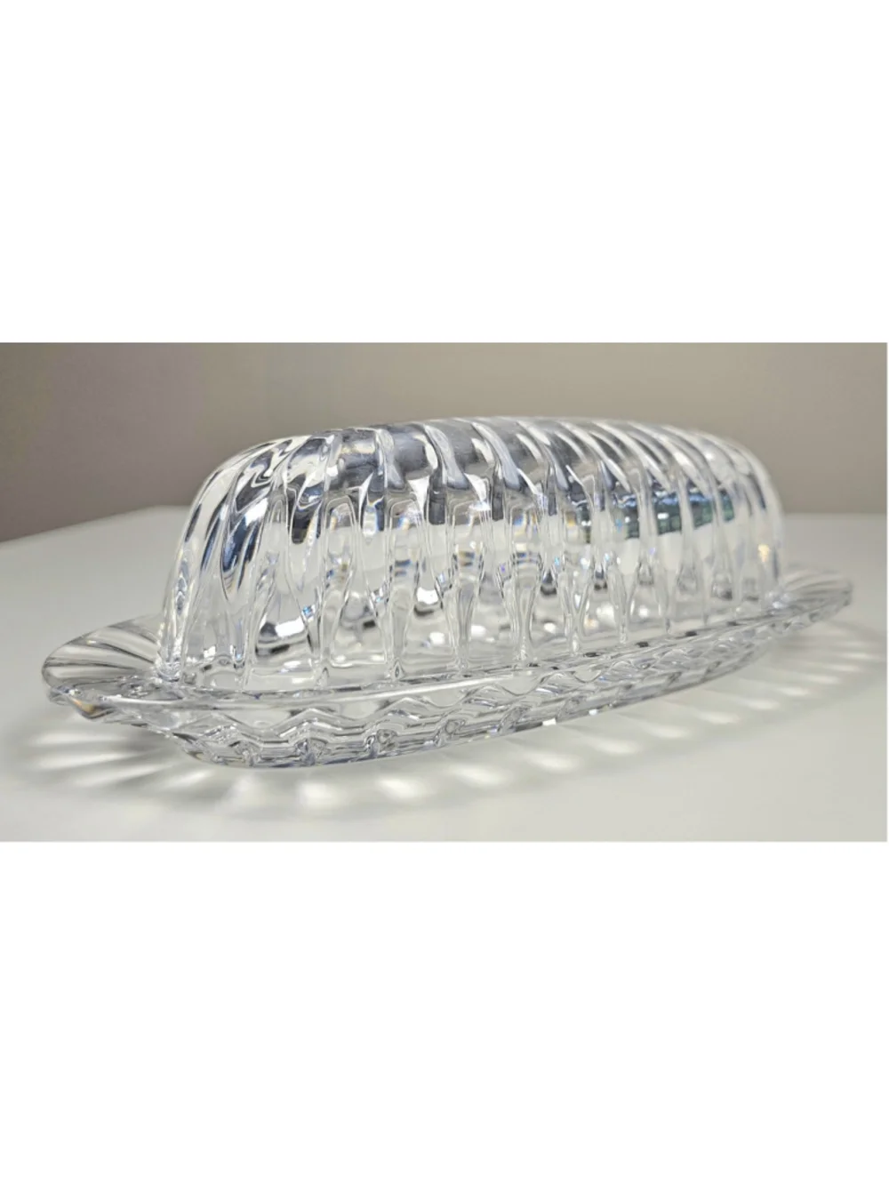 Vintage Mikasa Park Lane Lead Crystal Covered Butter Dish Lid 1/4 Lb Tray 1980s